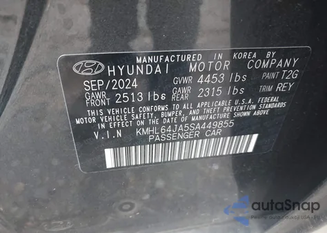 2025 Hyundai Sonata Sel z USA, uszkodzony, nr VIN KMHL64JA5SA449855